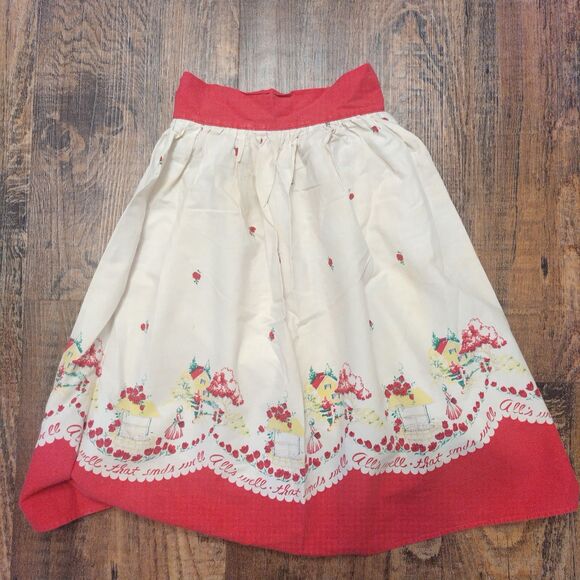 Vintage All's Well that Ends Well Apron Prairie Wishing Well June Cleaver - Picture 1 of 3